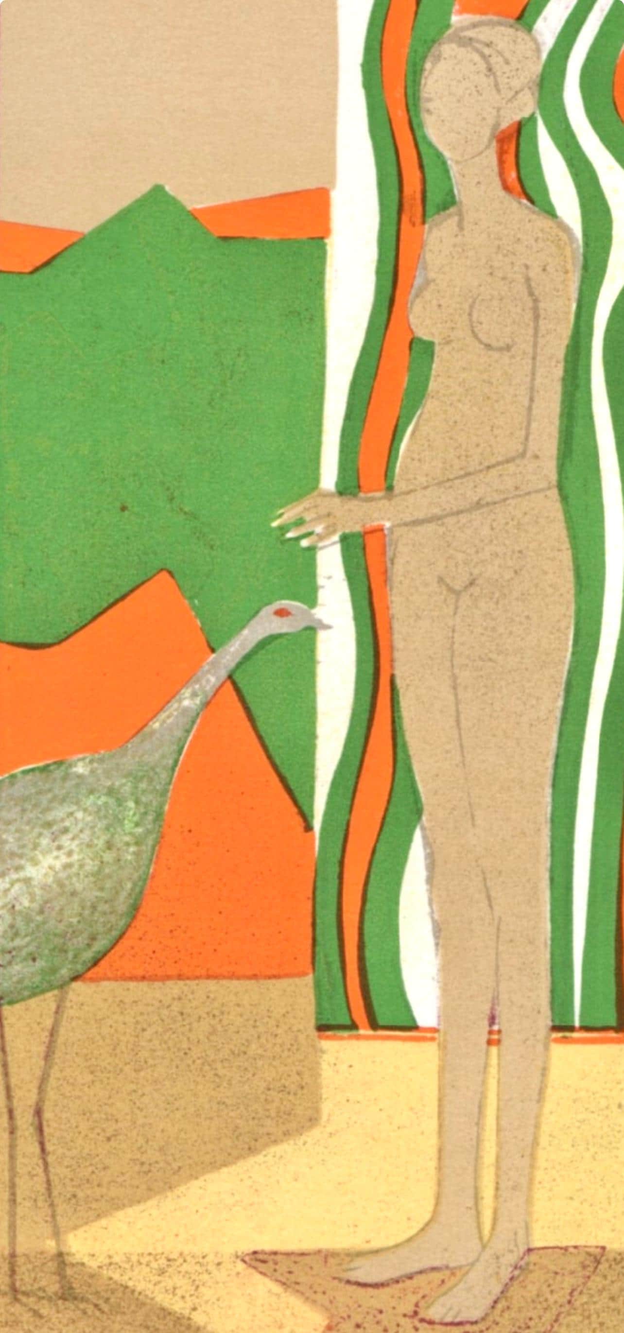 Andr Minaux, La Femme Et L'Oiseau, Souvenirs Et Portraits D'Artistes, Lithograph