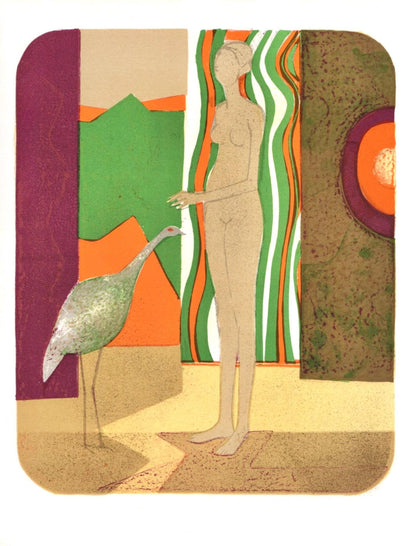 Andr Minaux, La Femme Et L'Oiseau, Souvenirs Et Portraits D'Artistes, Lithograph