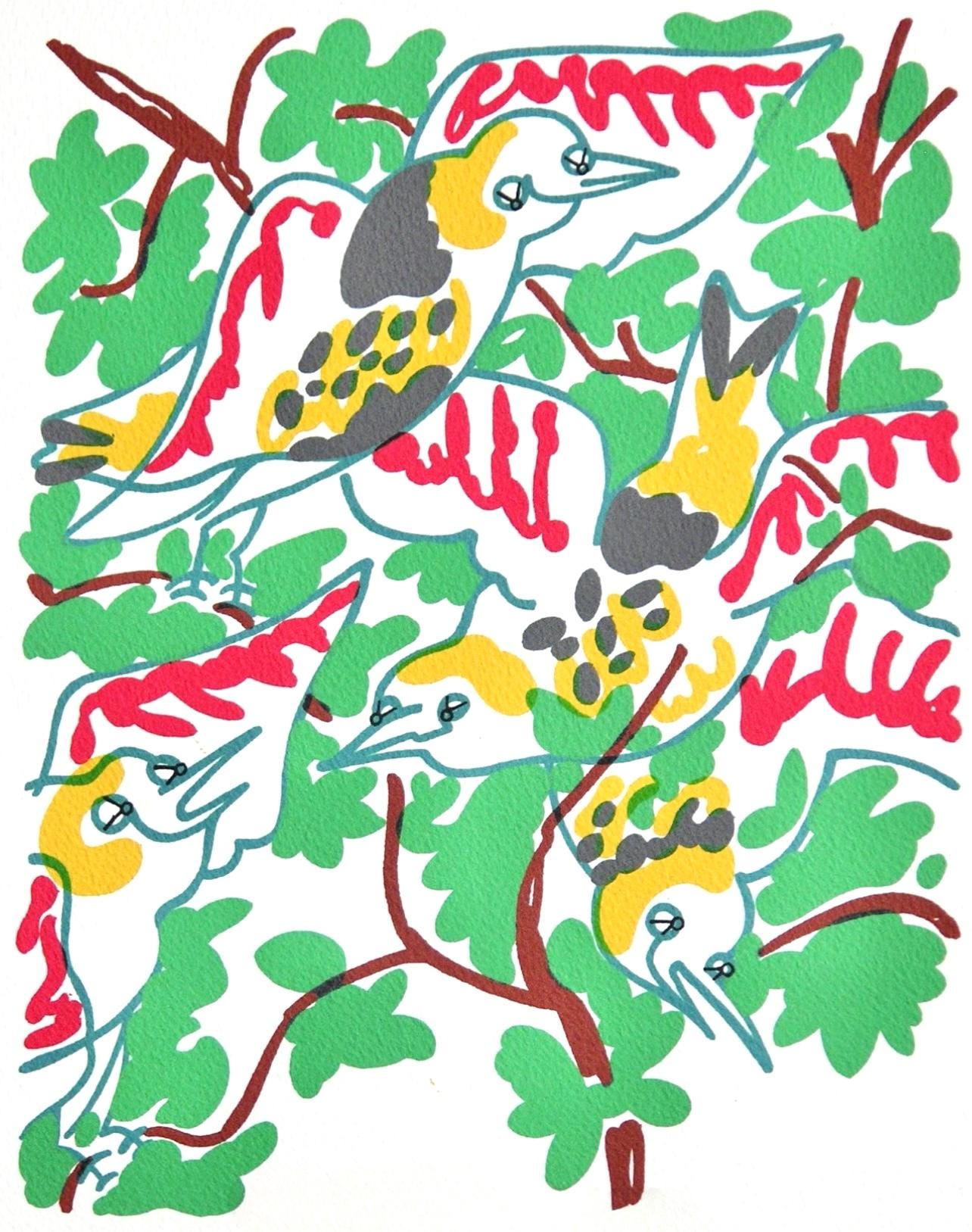 Charles Lapicque, Le Chant Des Oiseaux, Souvenirs Et Portraits D'Artistes, Lithograph