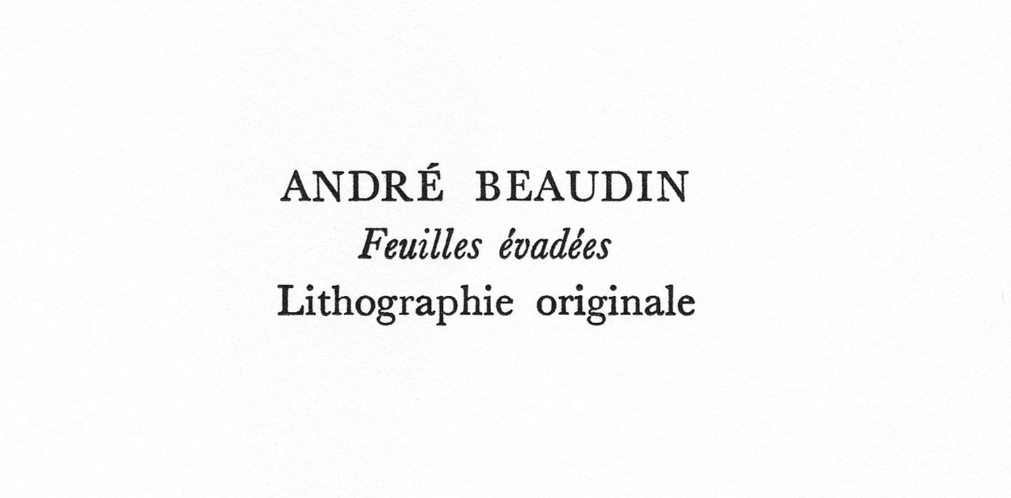 Andre Beaudin, Feuilles Vades, Souvenirs Et Portraits D'Artistes, Lithograph