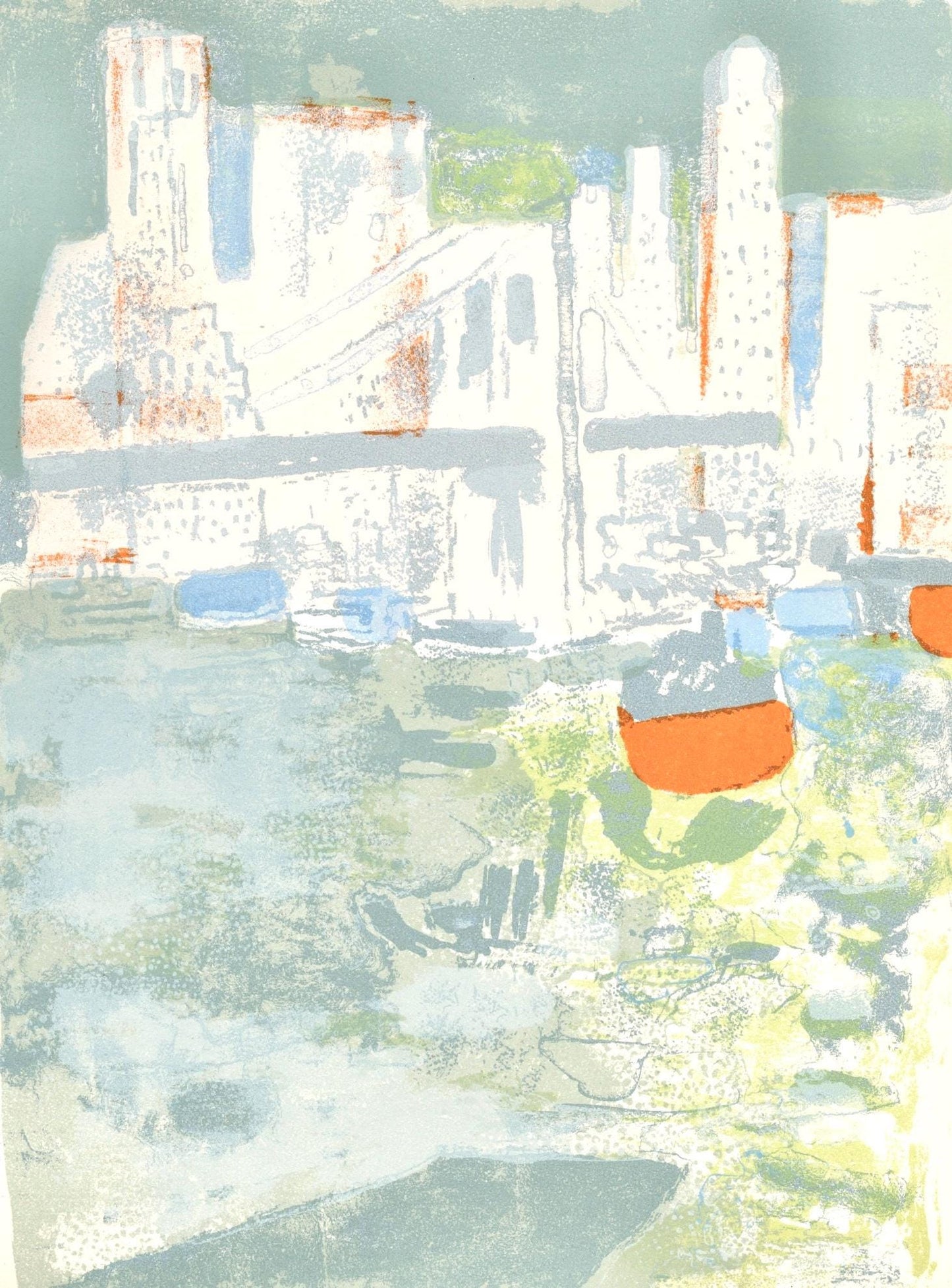 Paul Guiramand, Le Port De New York, Prints From The Mourlot Press, Lithograph