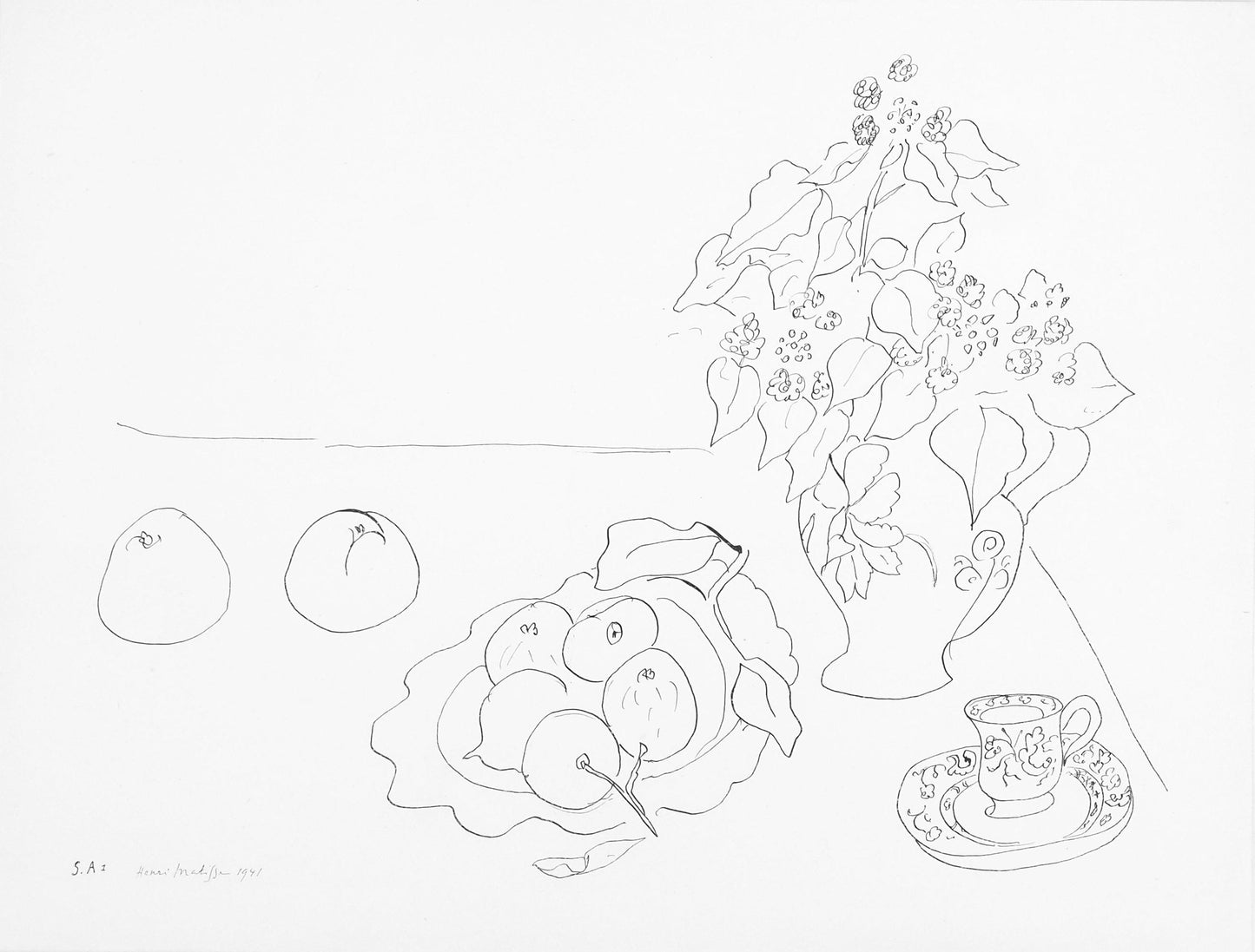 Henri Matisse, Srie S.A, Var. 1 (Duthuit 9), Henri Matisse, Dessins, Thmes Et Variations, Lithograph