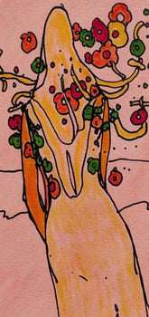 Peter Max, Flower Lady, Hand Signed, Mixed Media Watercolor And Silkscreen Painting