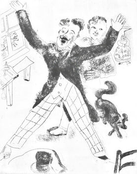 Marc Chagall, Nozdriov (Cramer 17), Nicolas Gogol, Les Ames mortes, Etching, 19231927