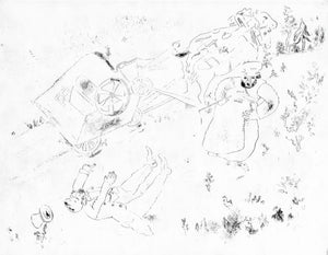 Marc Chagall, La britchka s'est renverse (Cramer 17), Nicolas Gogol, Les Ames mortes, Etching,