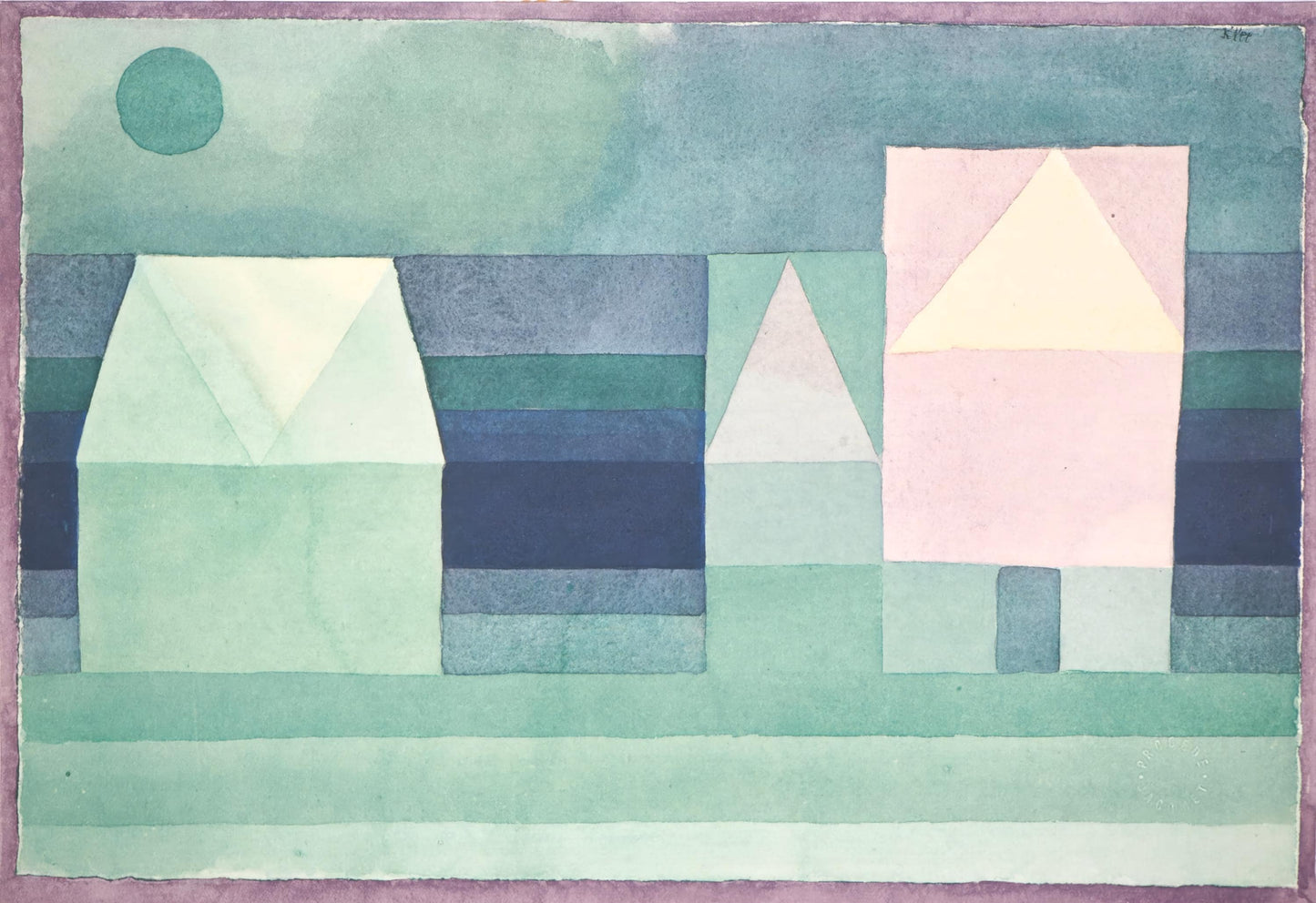 1964 - Paul Klee - Drei Hauser Grun violette Stafung - 12 aquarelles - Lithograph and Pochoir