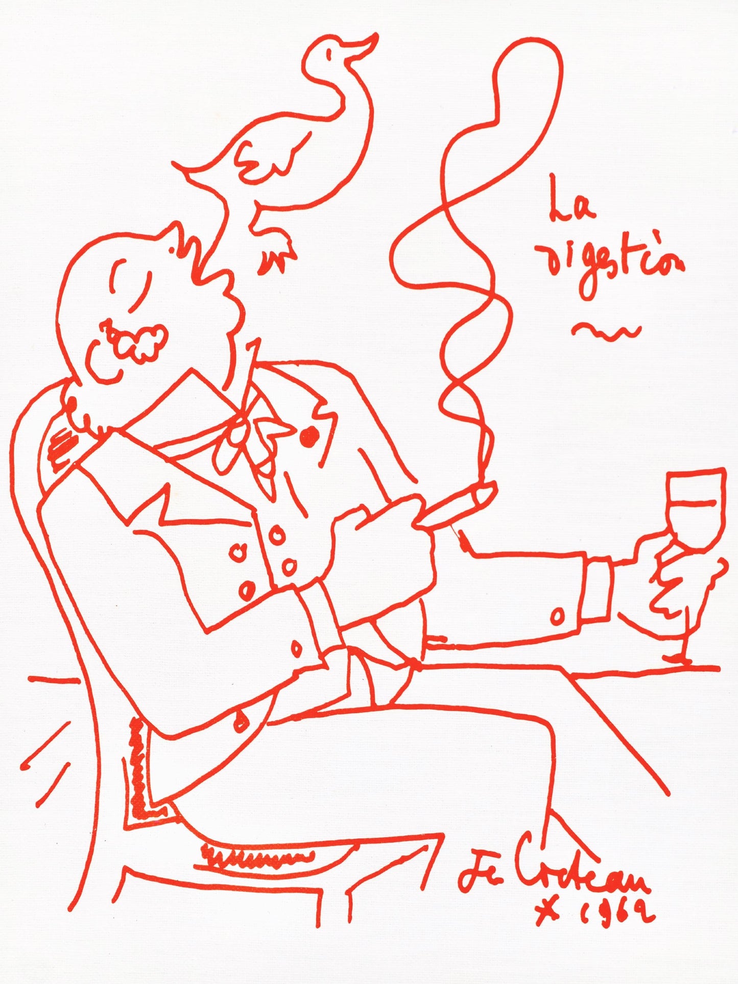 Jean Cocteau, Untitled, from Recipes for a Friend, illustrations by Jean Cocteau, Lithograph, 1964