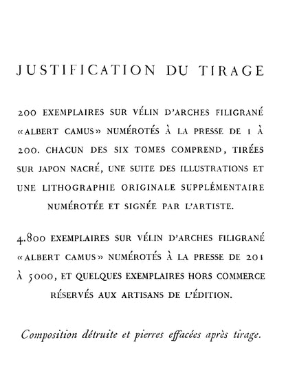 Orlando Pelayo, Composition, uvres compltes d'Albert Camus, Lithograph