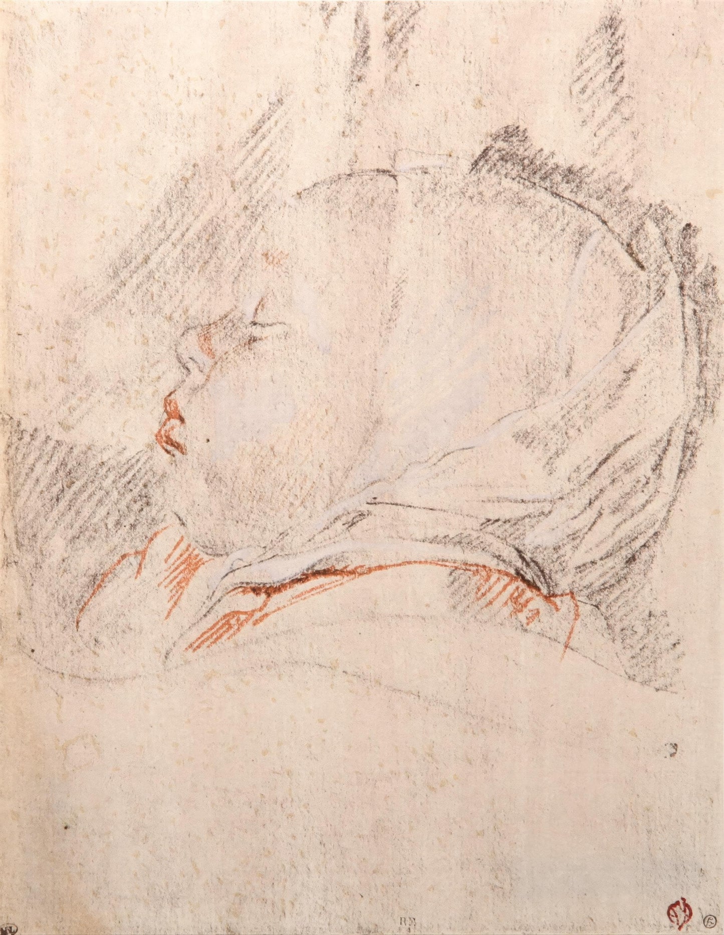 Sleeping child by Cornelis de Vos Lithograph Pochoir 1968