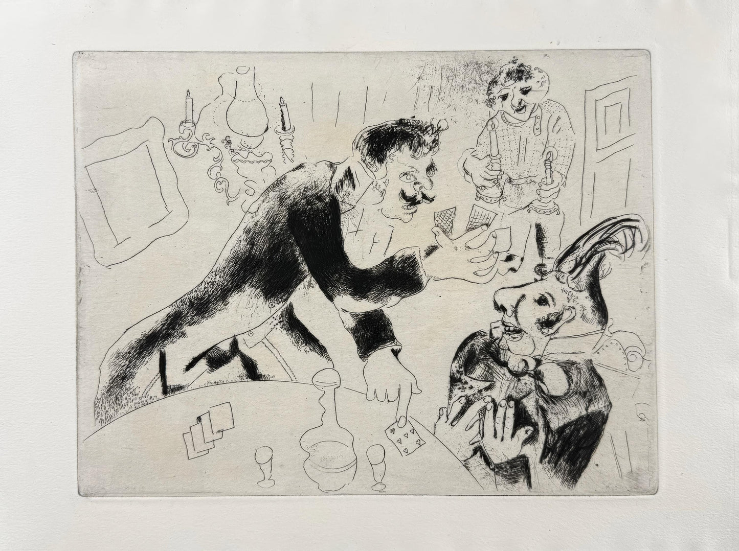 Marc Chagall, The Playing Cards, from Dead Souls, Etching, 19231927