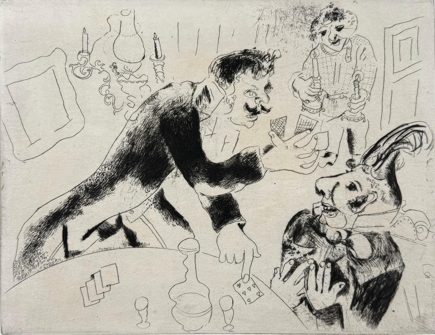 Marc Chagall, The Playing Cards, from Dead Souls, Etching, 19231927