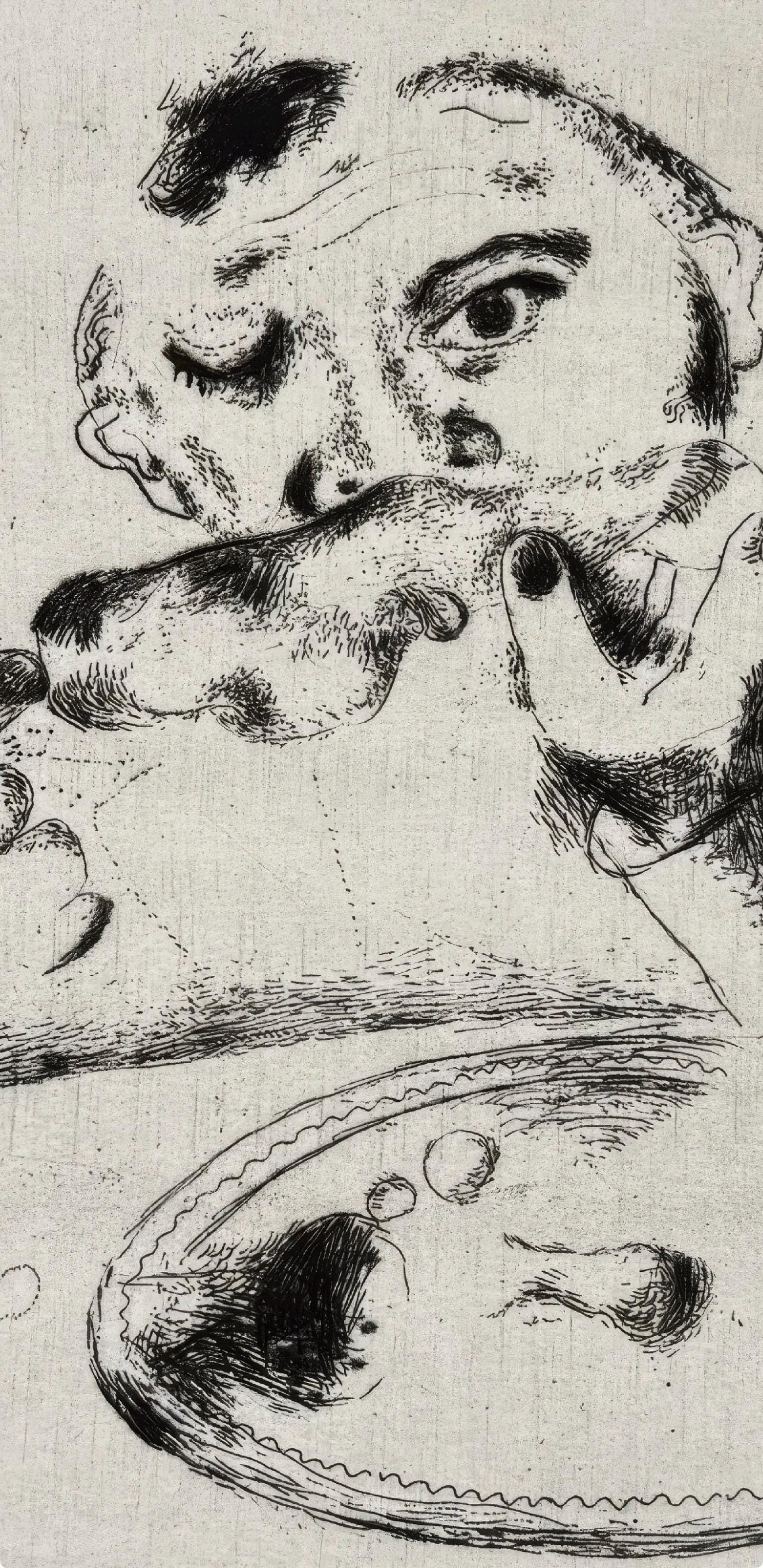 Marc Chagall Sobakevitch Table from Dead Souls Etching