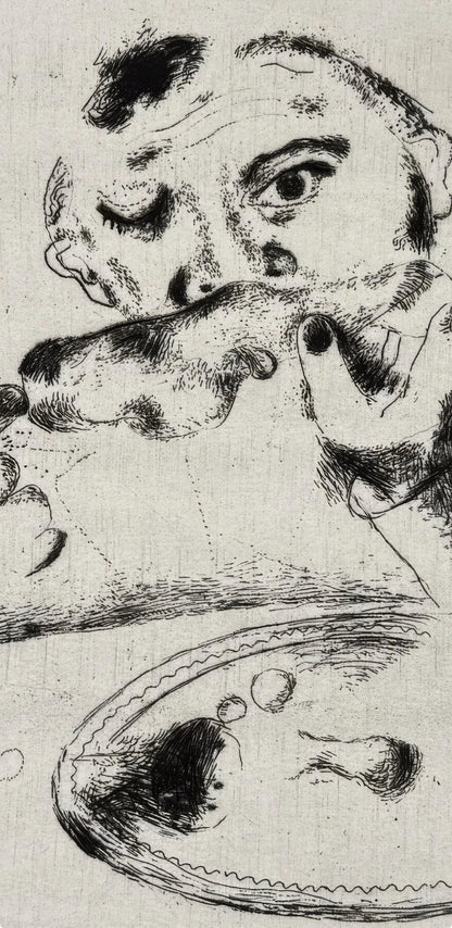 Marc Chagall Sobakevitch Table from Dead Souls Etching