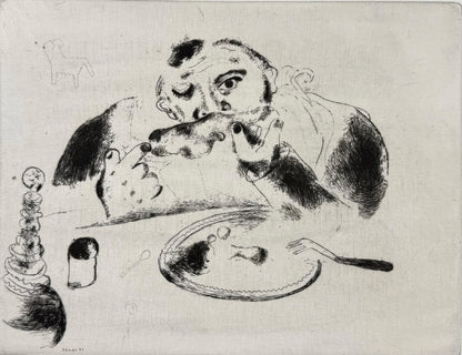 Marc Chagall Sobakevitch Table from Dead Souls Etching