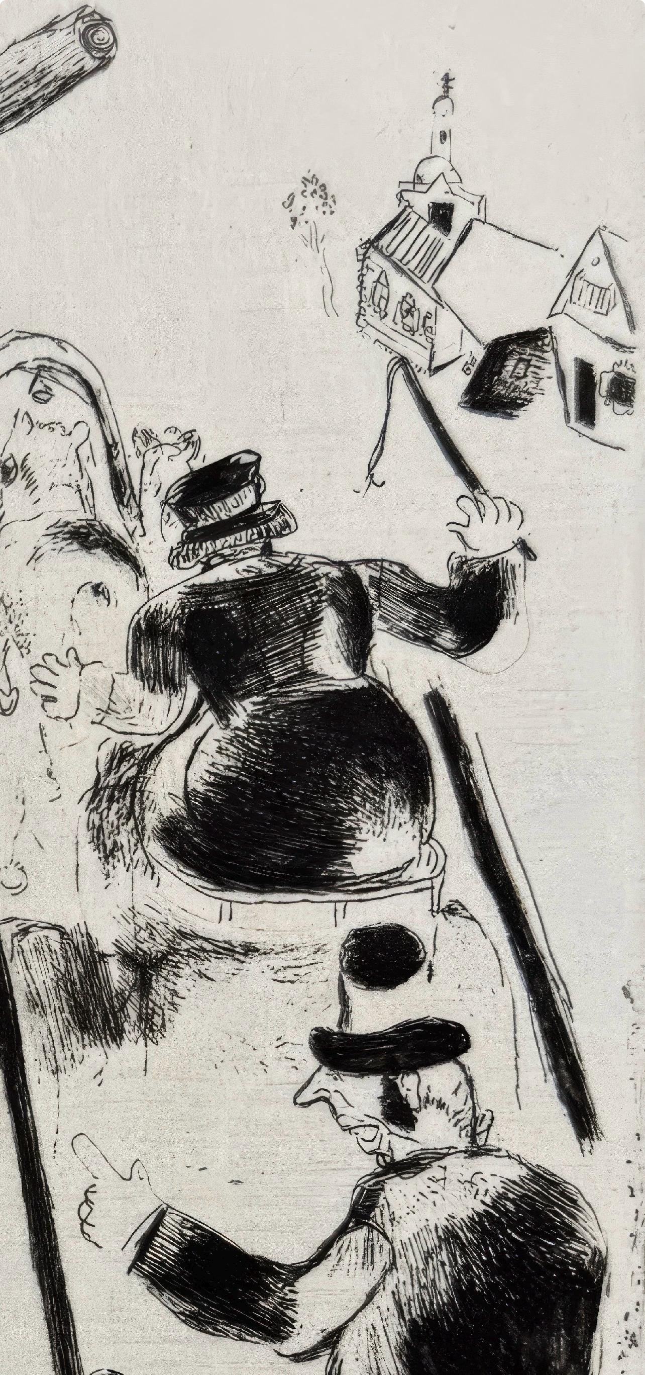 Marc Chagall, Sobakevitch Near the Armchair, from Dead Souls, Etching, 19231927