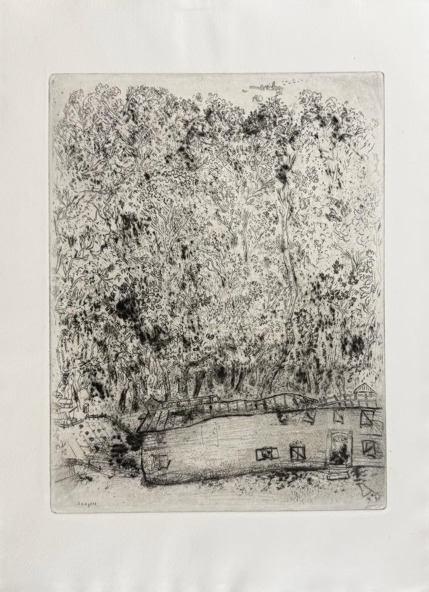 Marc Chagall, The Old Park of Pliouchkine, from Dead Souls, Etching, 19231927