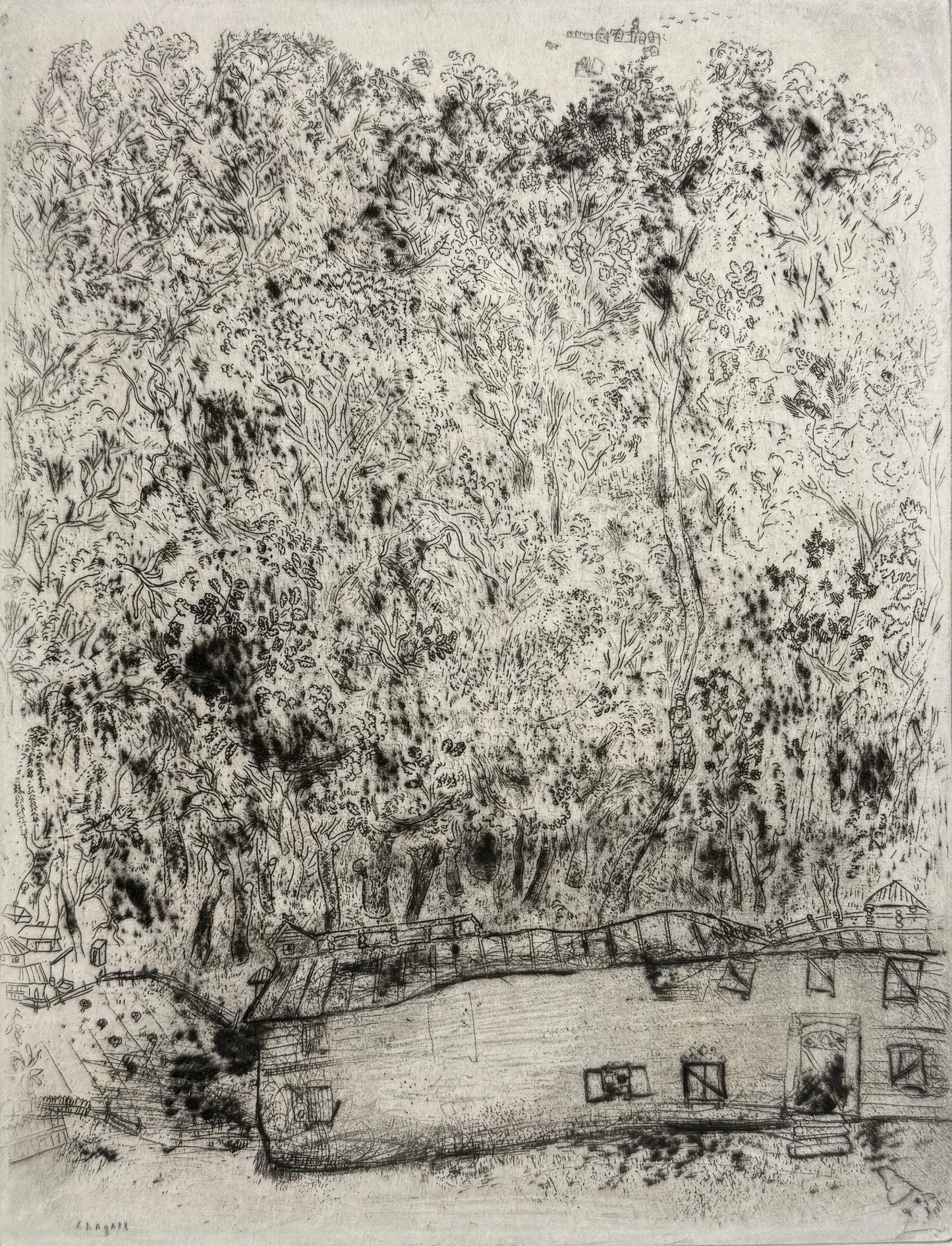 Marc Chagall, The Old Park of Pliouchkine, from Dead Souls, Etching, 19231927