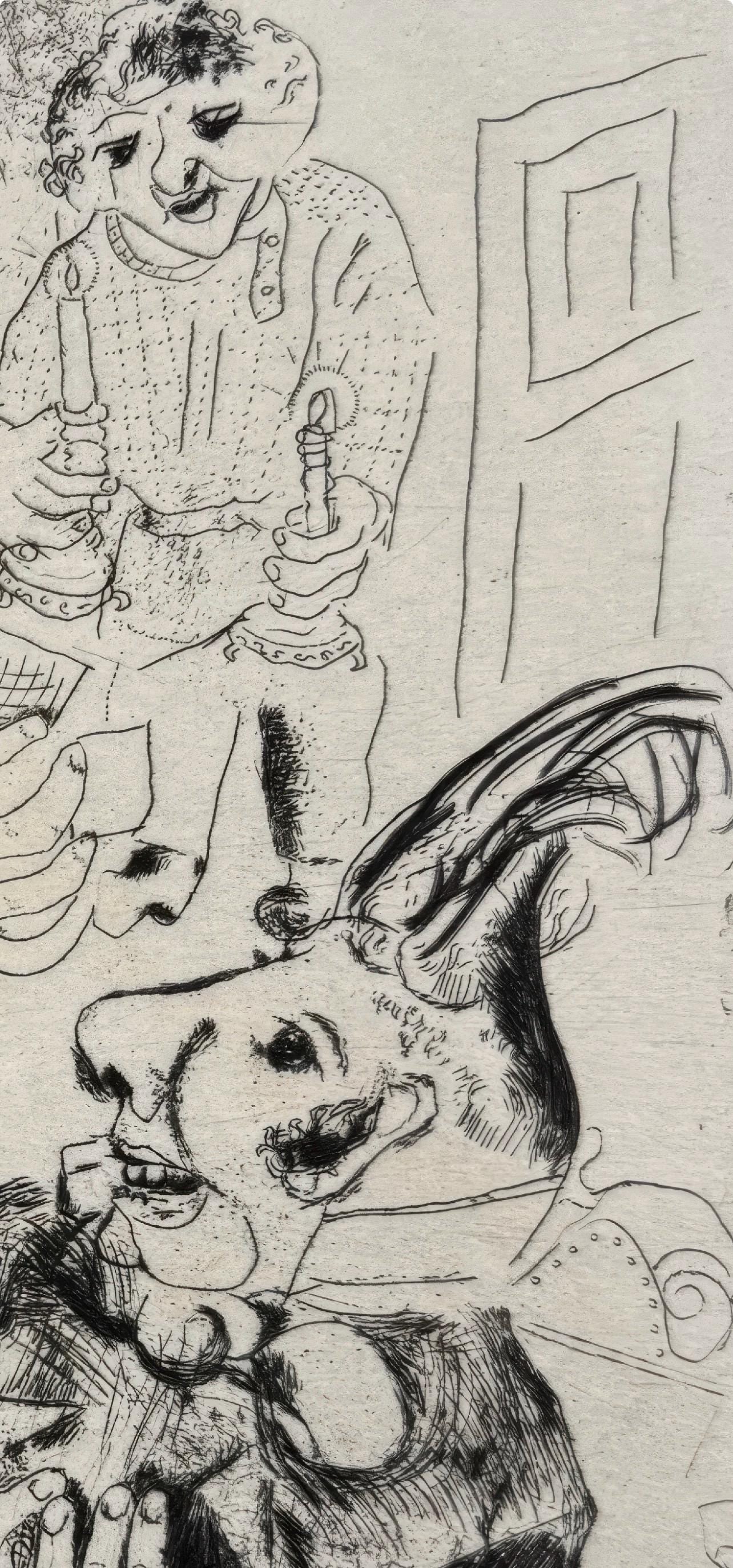 Marc Chagall, The Playing Cards, from Dead Souls, Etching, 19231927
