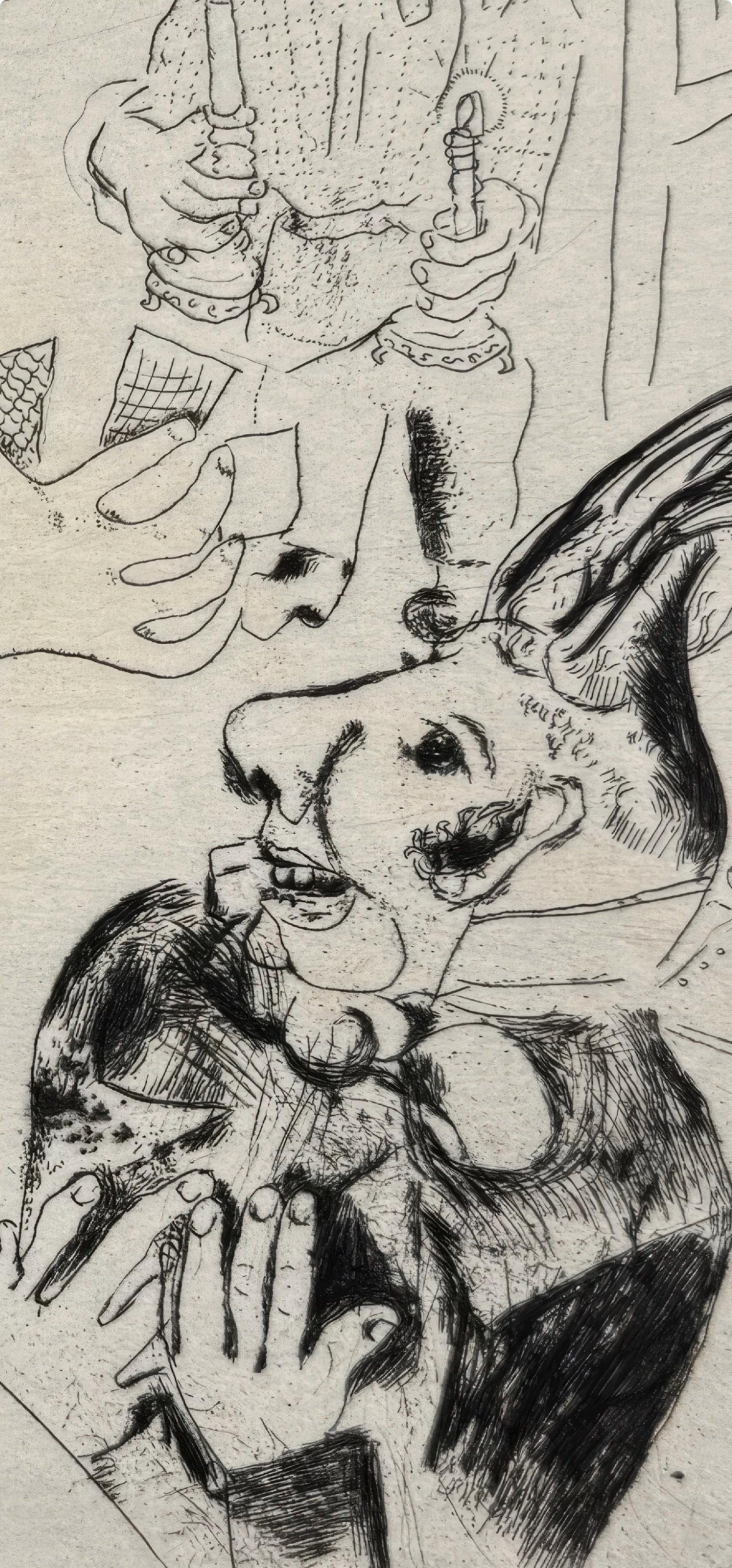 Marc Chagall, The Playing Cards, from Dead Souls, Etching, 19231927