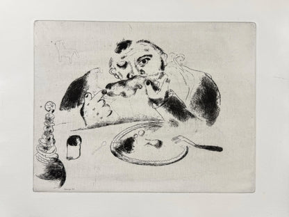Marc Chagall Sobakevitch Table from Dead Souls Etching