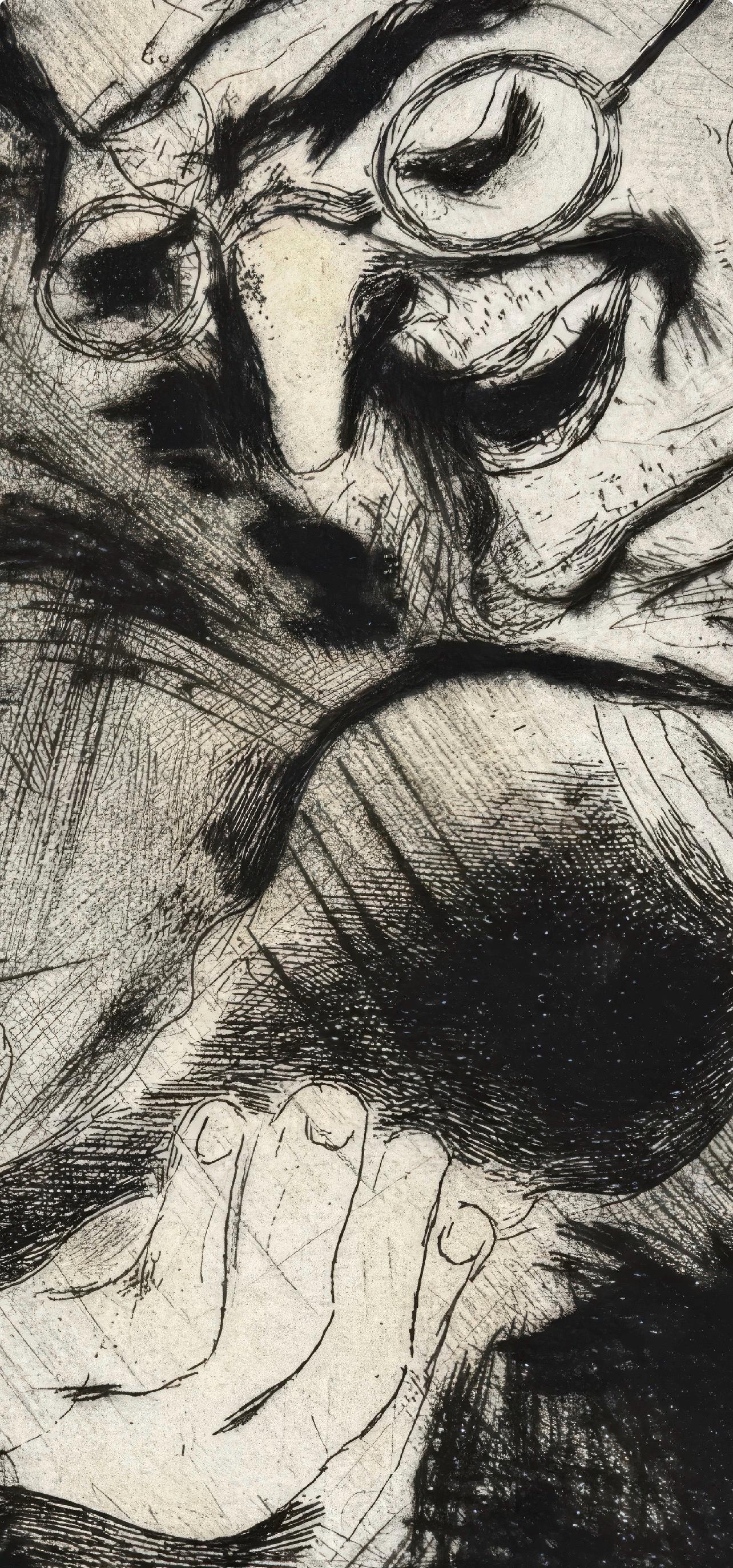 Marc Chagall, Pliouchkine Offers a Drink, from Dead Souls, Etching, 19231927
