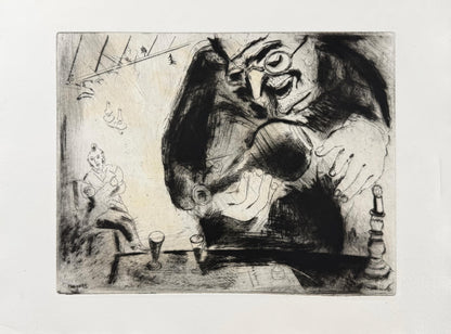 Marc Chagall, Pliouchkine Offers a Drink, from Dead Souls, Etching, 19231927