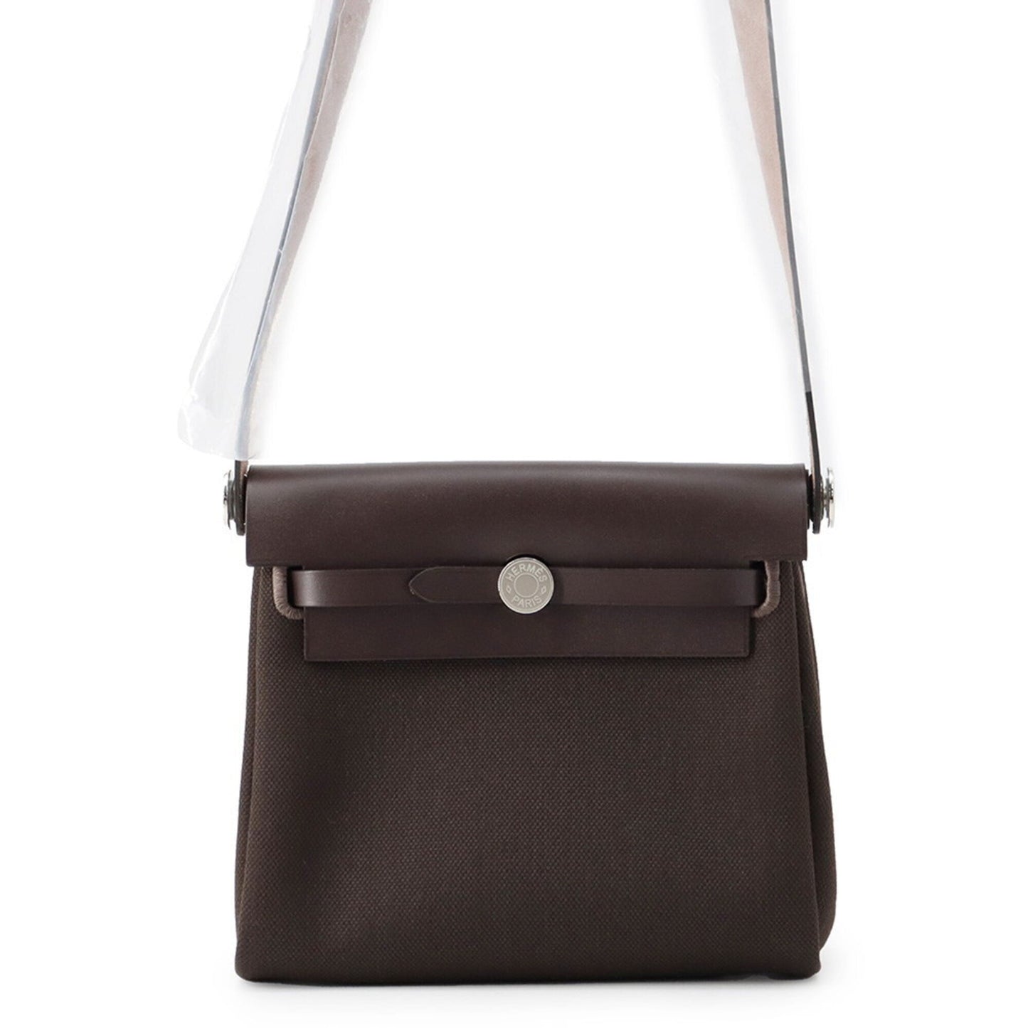 HERMES Shoulder Bag Canvas Leather