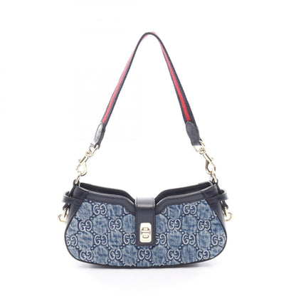 GUCCI Handbag Denim Leather