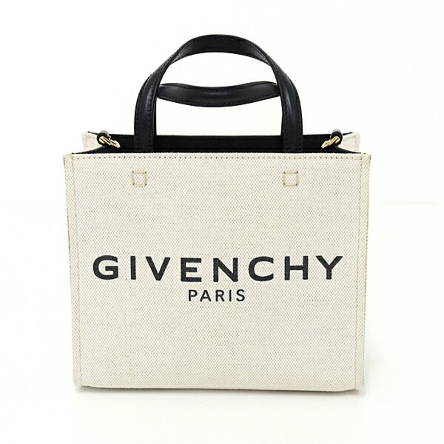GIVENCHY Tote Bag Linen Cotton Canvas Leather