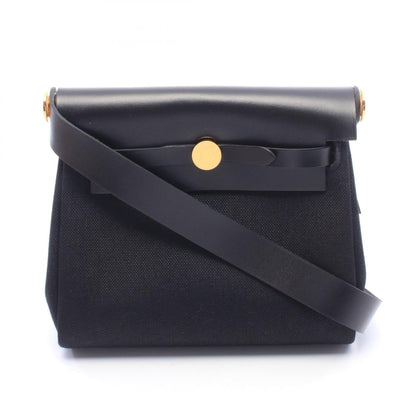 HERMES Handbag Shoulder Bag Canvas Leather
