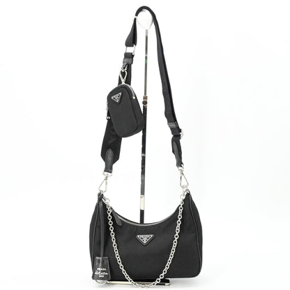 Prada Handbag Pouch Shoulder Bag Nylon Leather