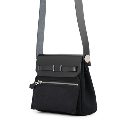 HERMES Shoulder Bag Toile H Leather