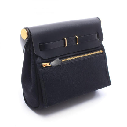 HERMES Handbag Shoulder Bag Canvas Leather