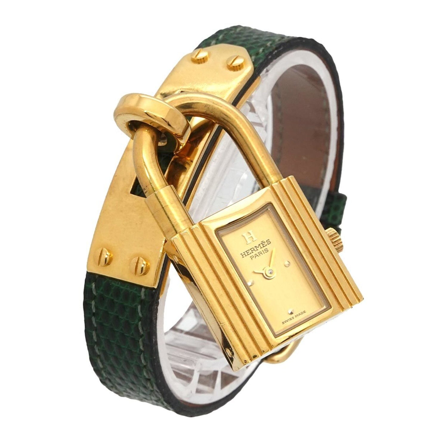 Kelly Watch Ladies' Gold Green Quartz With Padlock Hermes