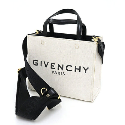 GIVENCHY Tote Bag Linen Cotton Canvas Leather