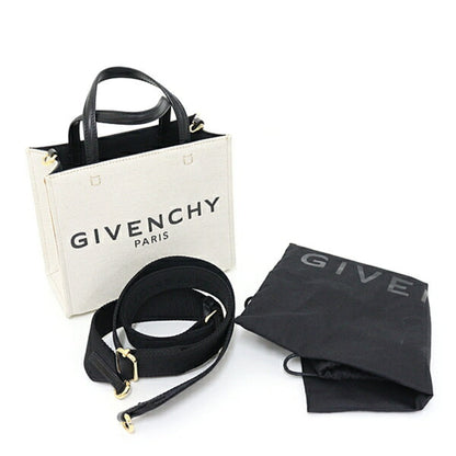 GIVENCHY Tote Bag Linen Cotton Canvas Leather