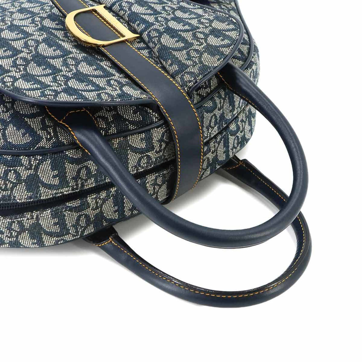 CHRISTIAN DIOR Handbag Saddle Bag Canvas Leather