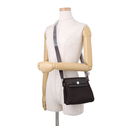 HERMES Shoulder Bag Canvas Leather