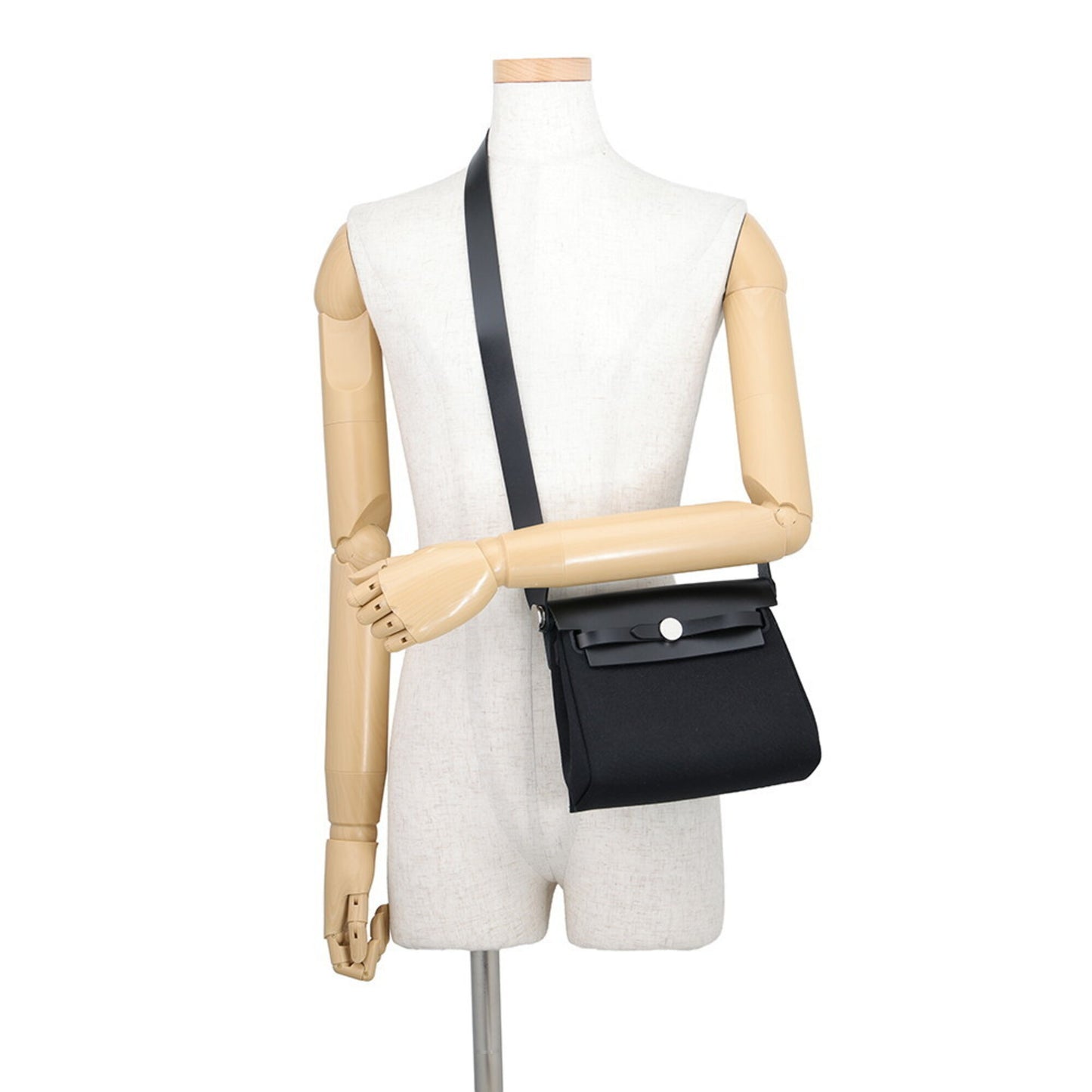 HERMES Shoulder Bag Toile H Leather