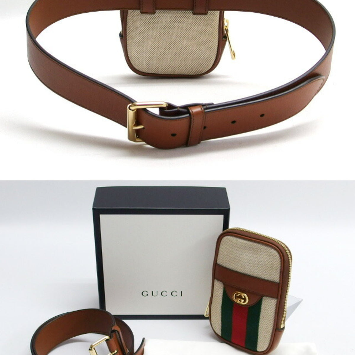 GUCCI Fanny Pack Canvas Leather