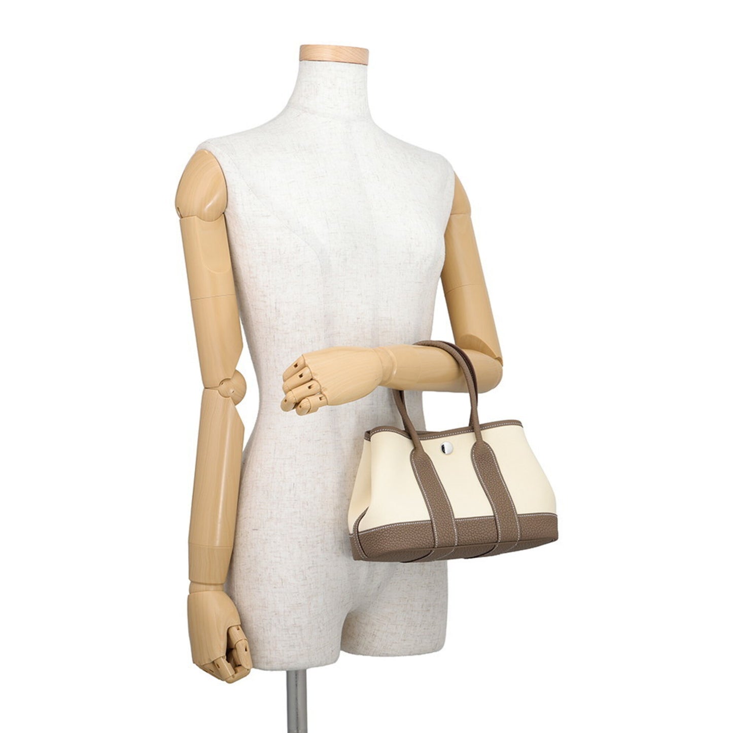 HERMES Handbag Tote Bag Toile Officier Negonda Leather