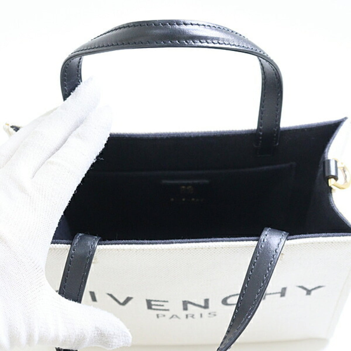 GIVENCHY Tote Bag Linen Cotton Canvas Leather