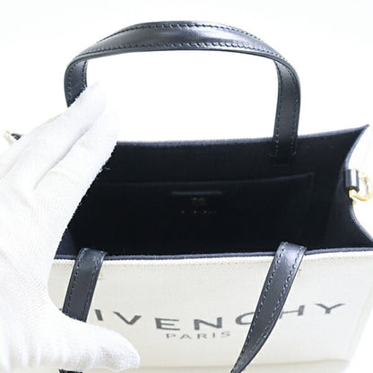 GIVENCHY Tote Bag Linen Cotton Canvas Leather