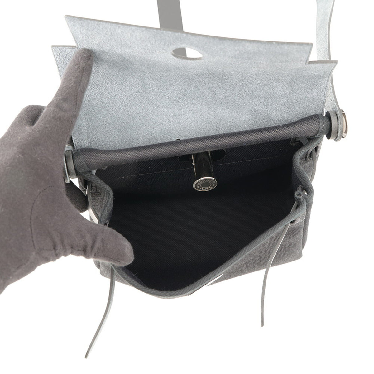 HERMES Shoulder Bag Toile H Leather