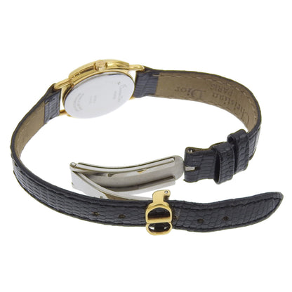 Christian Dior Watch 58.121.2 Gold Plated Women's Gold Quartz Analog White Dial Leather Strap.