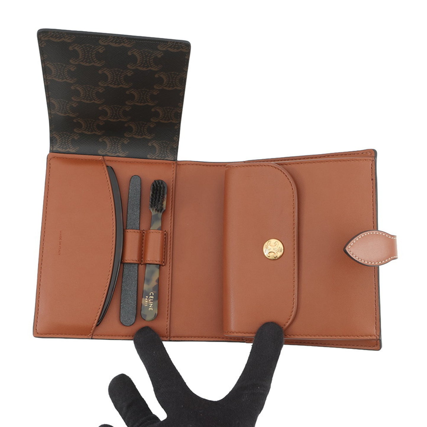 Canvas leather pochette celine
