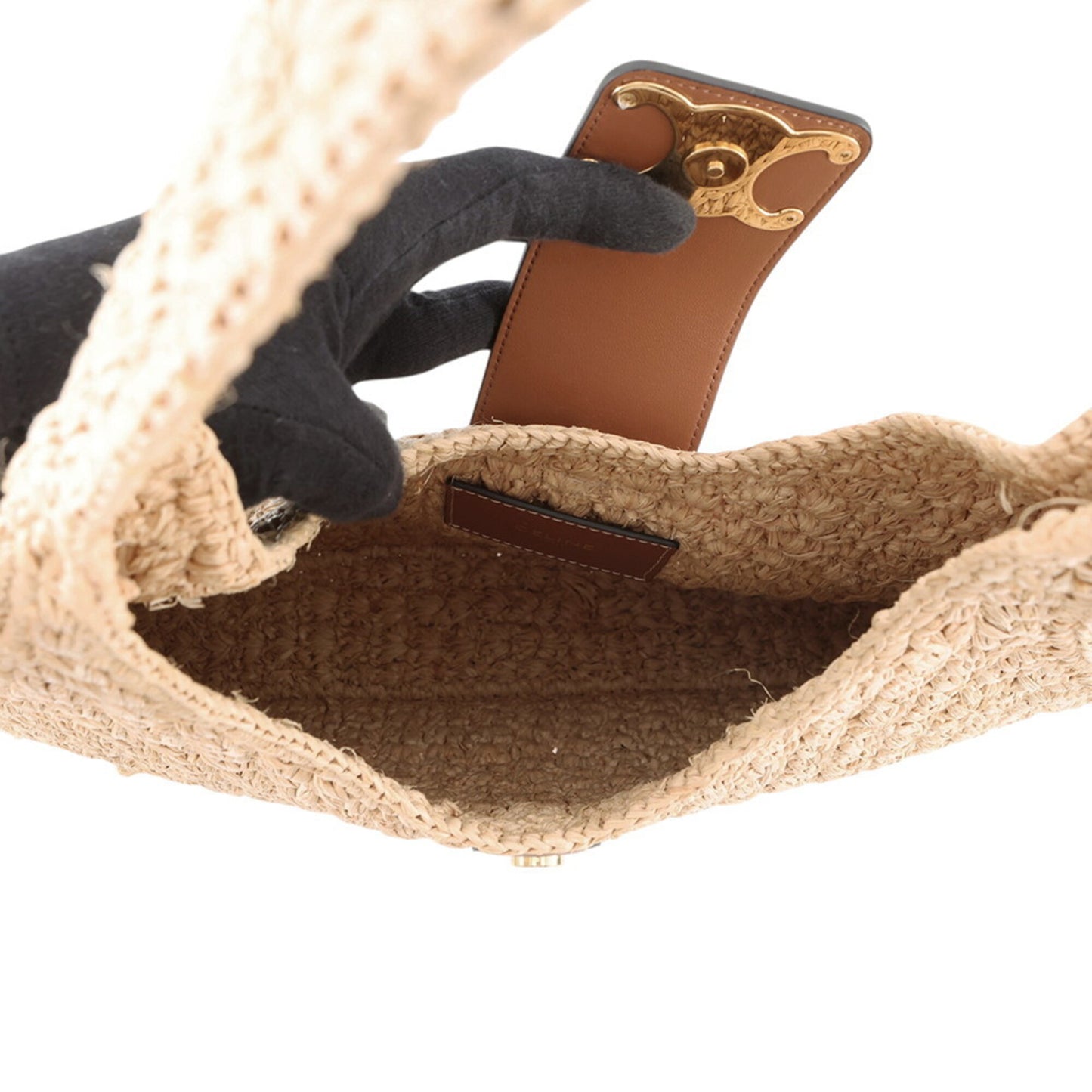 Raffia leather bag celine shoulder