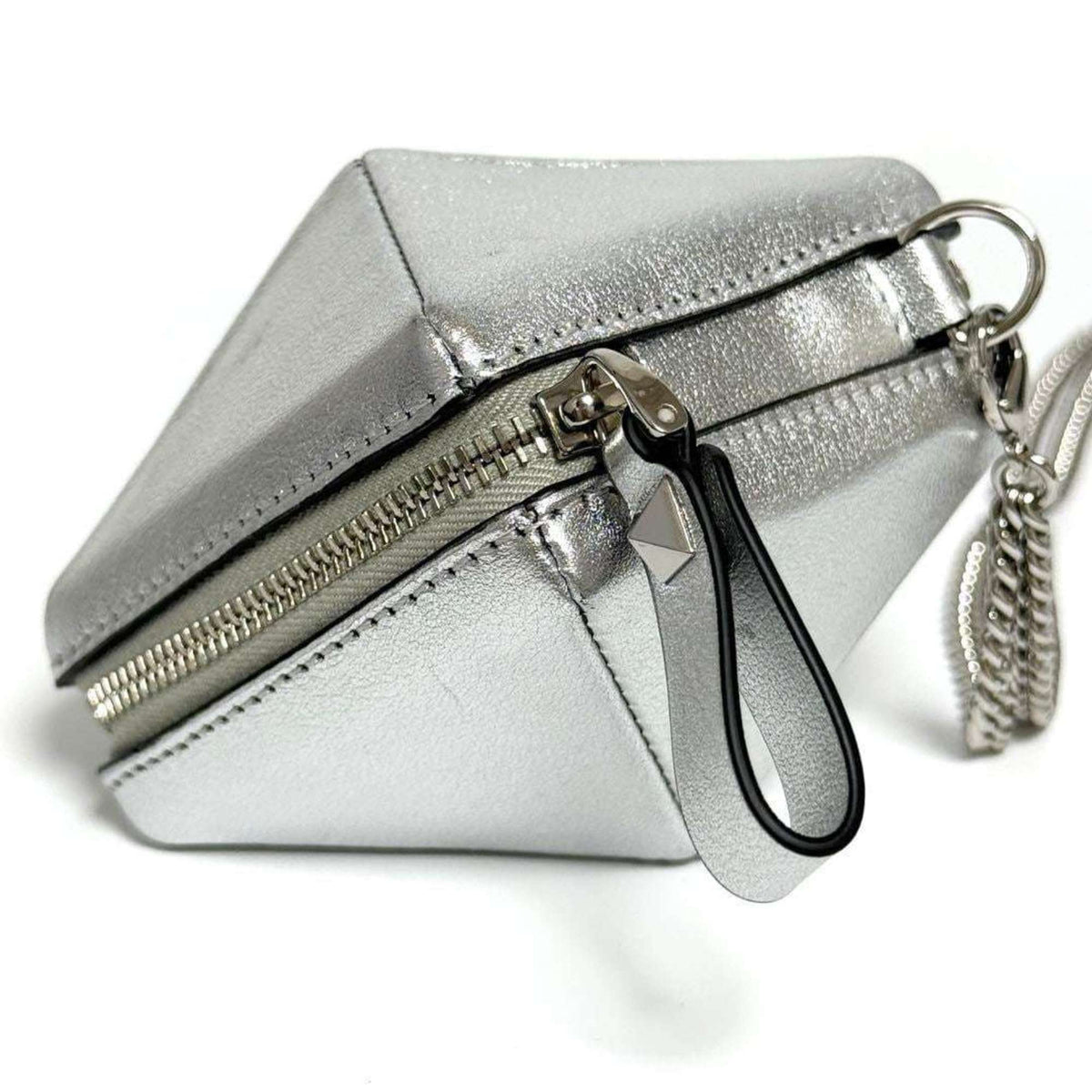 VALENTINO Pochette Pouch Leather Metal