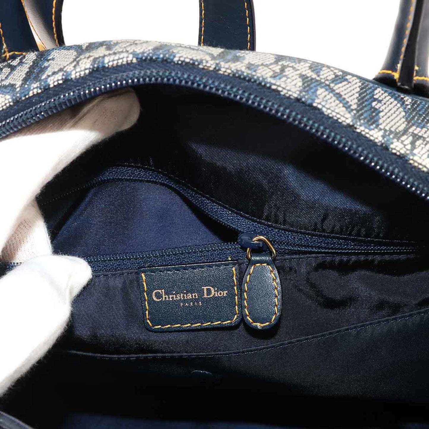 CHRISTIAN DIOR Handbag Saddle Bag Canvas Leather