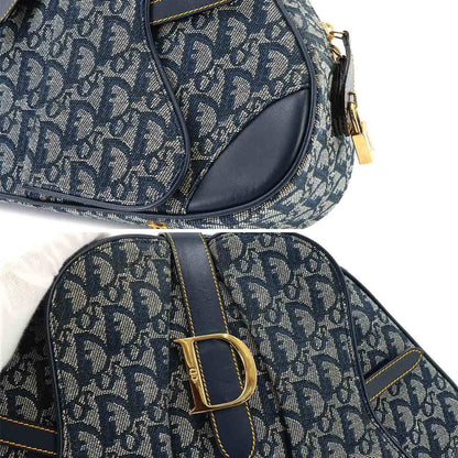 CHRISTIAN DIOR Handbag Saddle Bag Canvas Leather